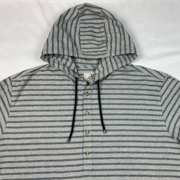 Madda Fella Mens Castaway Beach Hoodie 2XL Striped Henley Grey EUC C1 - Picture 4 of 7